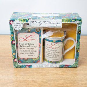 Daily Blessings Ceramic Mug and Wall Plaque Love Corinthians 1:13